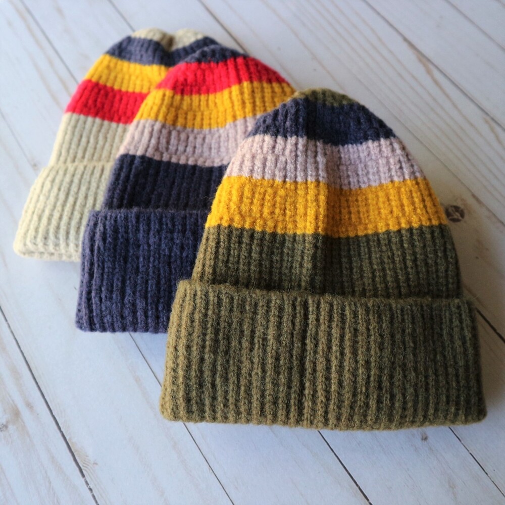 Striped Beanie (Beige) - Picture 3 of 5